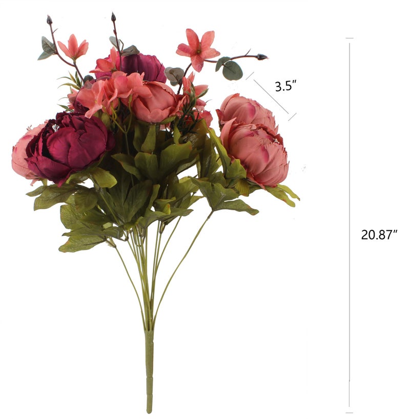 Duovlo Fake Flowers Vintage Artificial Peony Silk Flowers Wedding Home Decoration,Pack of 1 (New Red) - Image 2